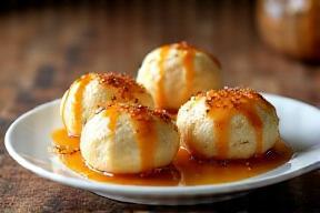 Luqaimat Emirati dessert drizzled with date syrup